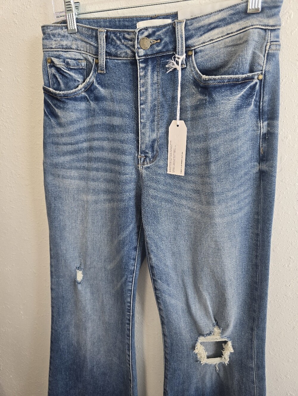 Petra 153 NWT DISTRESSED SUPER HIGH RISE 70'S INSPIRED FLARE JEANS Sz 9 28 - Picture 6 of 10